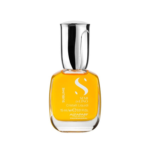 ALFAPARF MILANO Semi di Lino Cristalli Liquidi Hair Oil with Heat Protection - Superior Smoothing and Finishing Hair Serum - Anti Frizz - Brilliant Shine - Vitamin E for Frizzy Hair (0.51 fl oz)