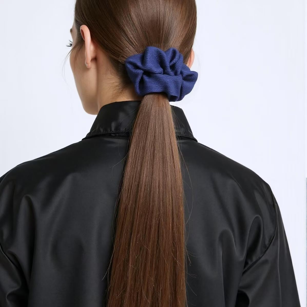 Silk scrunchies,ties for frizz&breakage prevention,scrunchies for women,ponytail holders,hair ties suitable as a gift (white+black+blue+pink+camel)