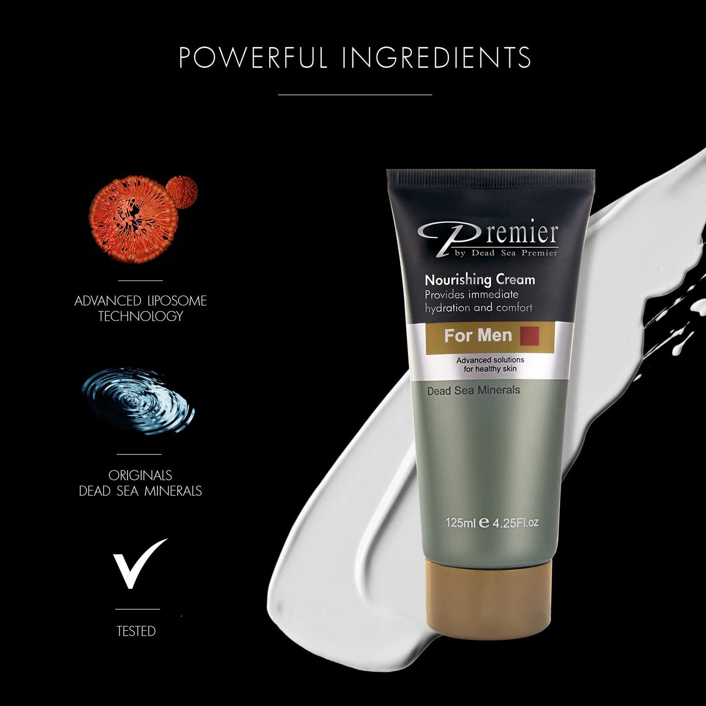Premier Dead Sea Nourishing Cream for Men, Light and gentle face Moisturizer, Classic collection, Anti aging, face cream, Wrinkle cream, firming, Sensitive, Daily Use for younger looking skin 4.2fl.oz