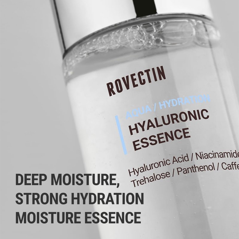 ROVECTIN Aqua Hyaluronic Essence - Deep Hydration Toner for Sensitive Skin | 100% Vegan & Cruelty-Free | 6.08 fl oz (180ml)