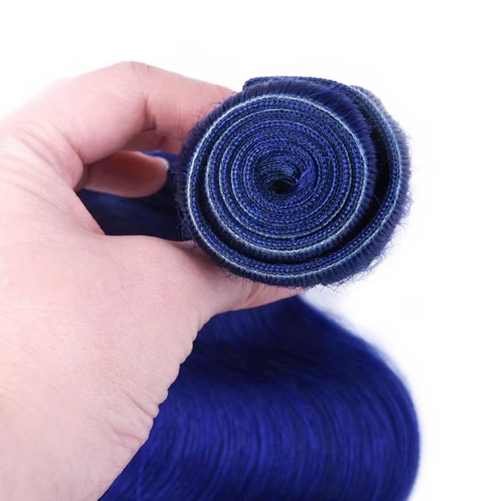 Pure Blue Bundles Human Hair Blue Straight 3 Bundles 24 26 28 inch Unprocessed Brazilian Virgin Human Hair Extensions 300g