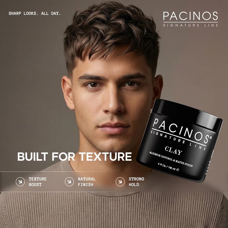 Pacinos Signature Line Clay Hair Paste - Long Lasting Styling Wax with Firm Hold for All Hair Styles 4 Oz
