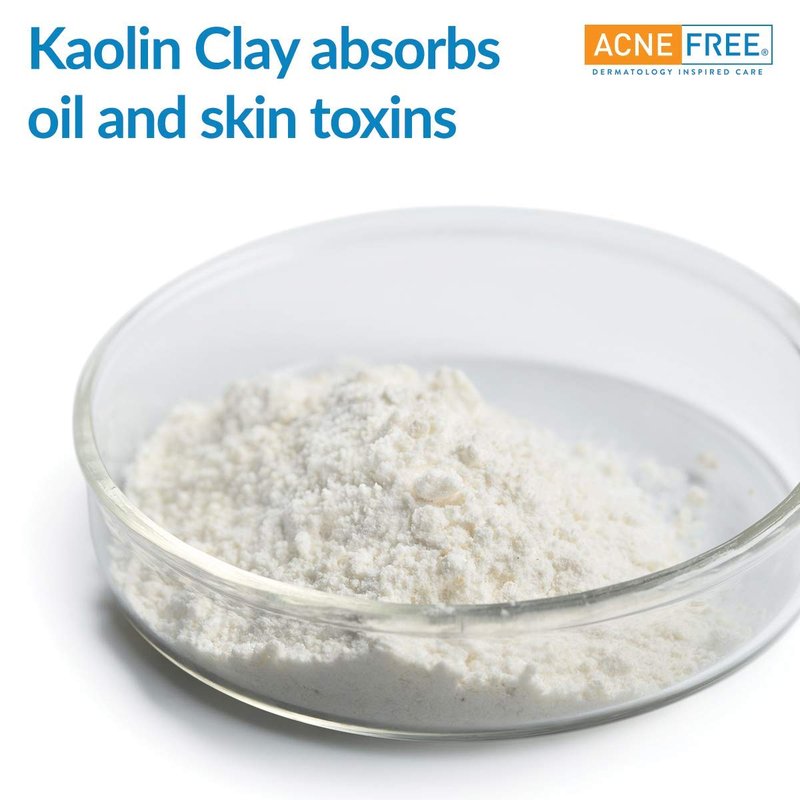 Acne Free Kaolin Clay Detox Mask 5oz with Charcoal, Kaolin Clay, Vitamin E + Zinc, Cleanser or Mask for Oily Skin, To Deeply Clean Pores and Refine Skin