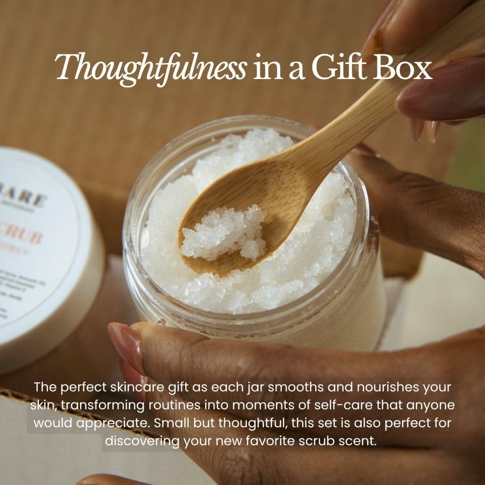Bare Botanics 3-Piece Sea Salt Body Scrub Gift Set Natural Exfoliator