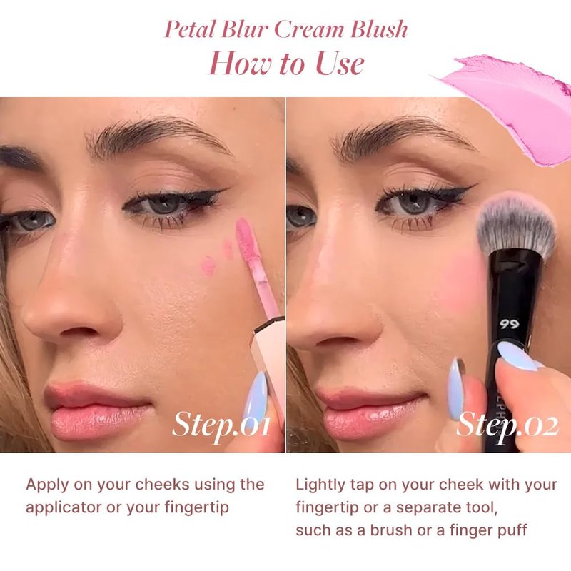 DEAR DAHLIA Petal Blur Cream Blush (Mellow) - Soft-Blur Vegan Blush with Lightweight, Cloud Melting Texture, High-Pigment, Long-Lasting, Buildable, Cream to Powder Finish. Sensitive Skin Friendly. 4g