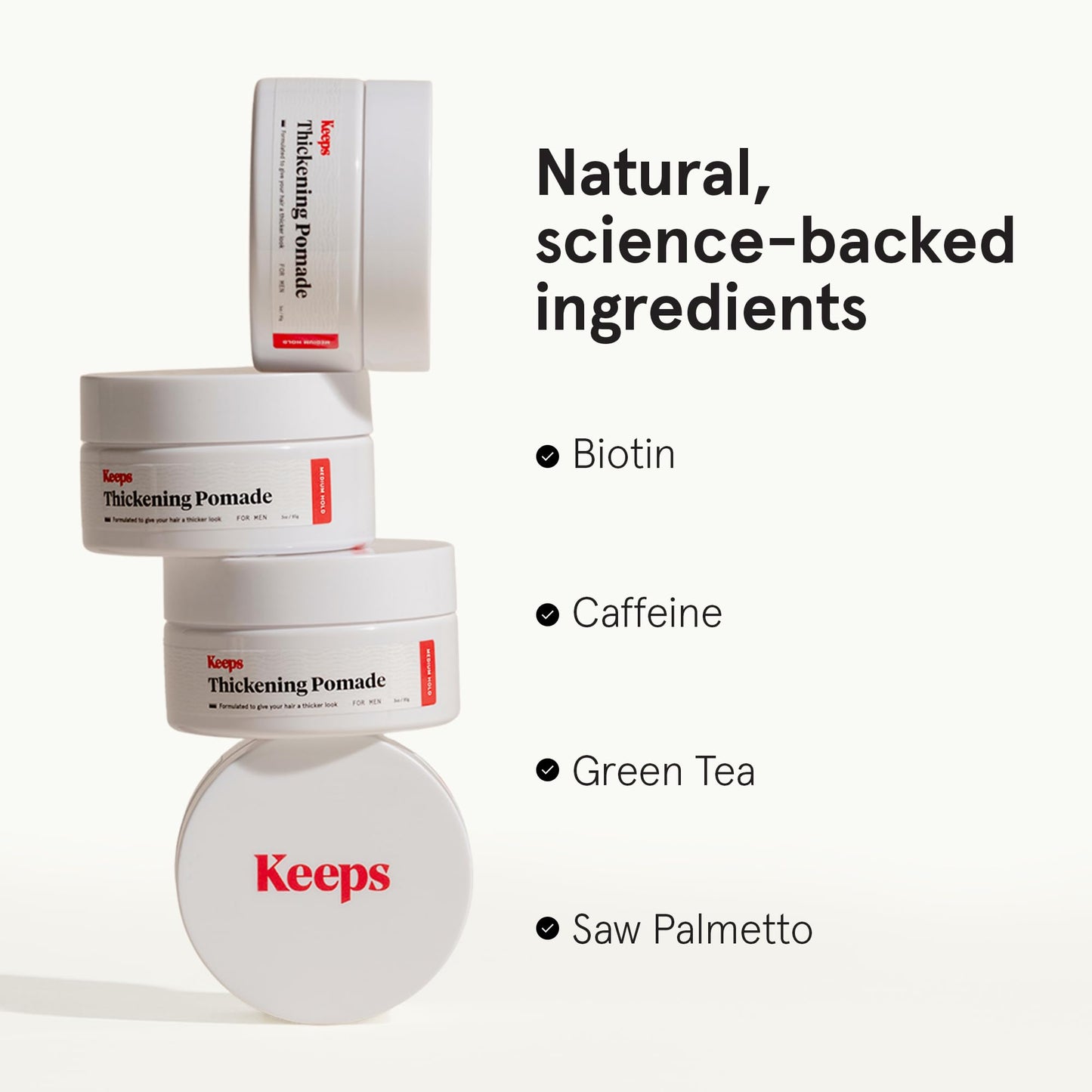 Keeps Thickening Pomade for Men - Matte Finish Medium Hold Styling Pomade - Biotin Hair Styling for Fuller Thicker Looking Hair - Ethanol & Propylene Glycol Free - Travel Size - 3 Oz