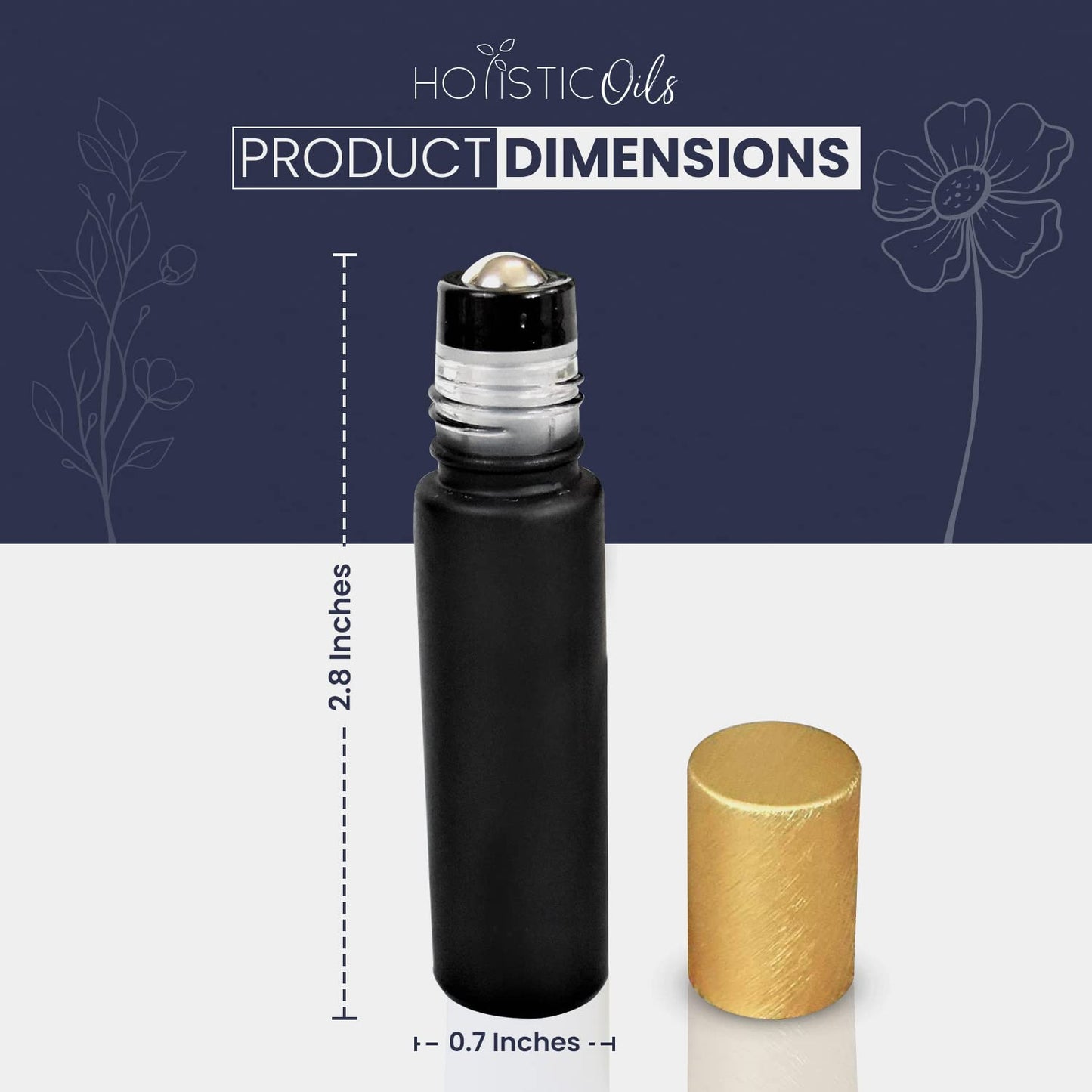 Essential Oil Roller Bottles, Black 10ml Leakproof Rollers – Thick Black Glass with Brush Gold Lid, Updated Stainless Steel Roller Ball Insert for Oils, Aromatherapy – 12 Pack