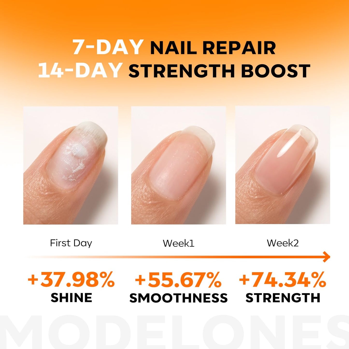 modelones Nail Strengthener and Growth Clear Nail Hardener Extra Strong and Growth 3-in-1 Scented Nails Repair for Damaged Nails Repair Mode Gifts for Women 13.5ml 0.46 Fl Oz
