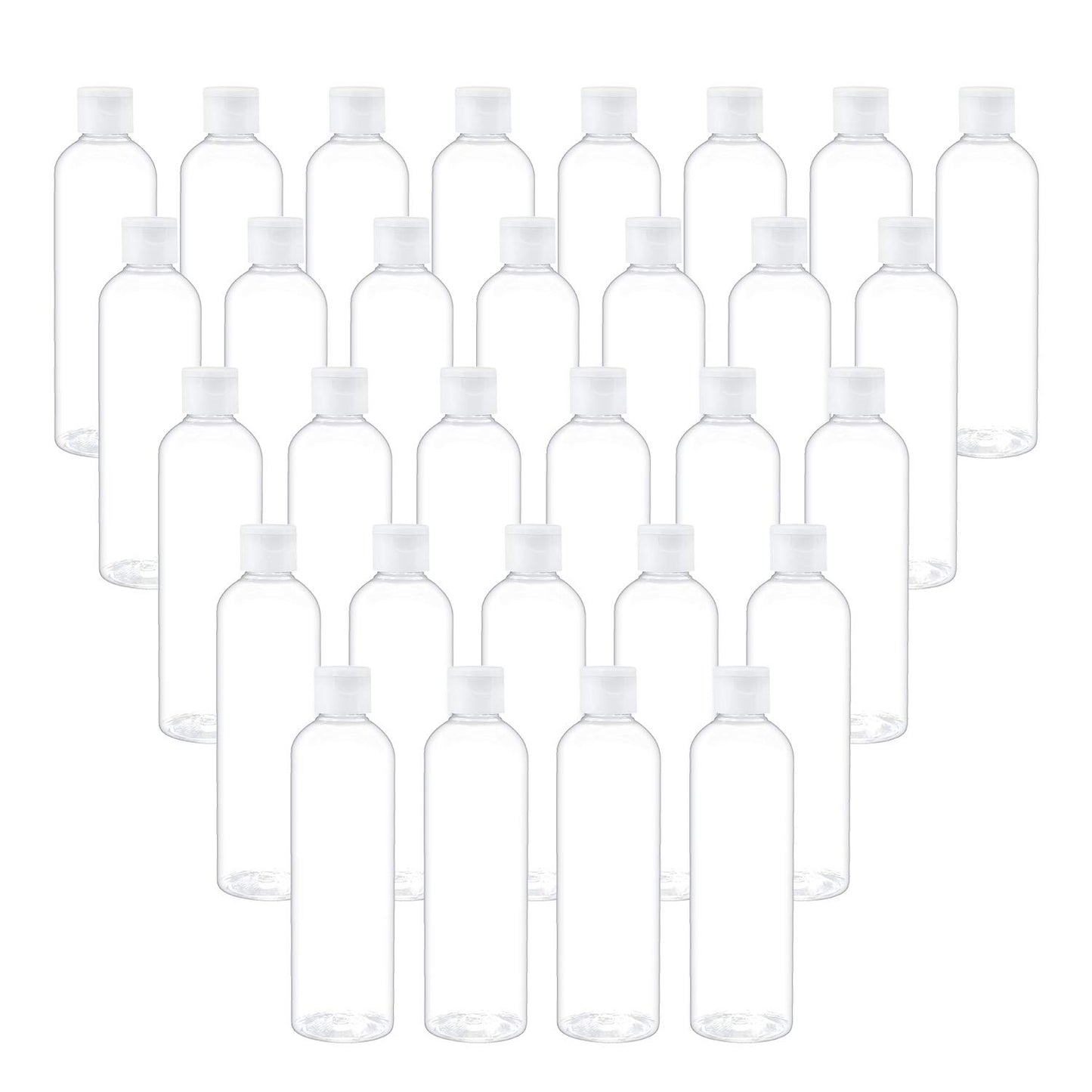 TRENDBOX 8oz/250ml Clear Bottles with Flip Cap Lid BPA-Free Travel Containers For Shampoos,Lotions and Massage Oils - 30 Pack