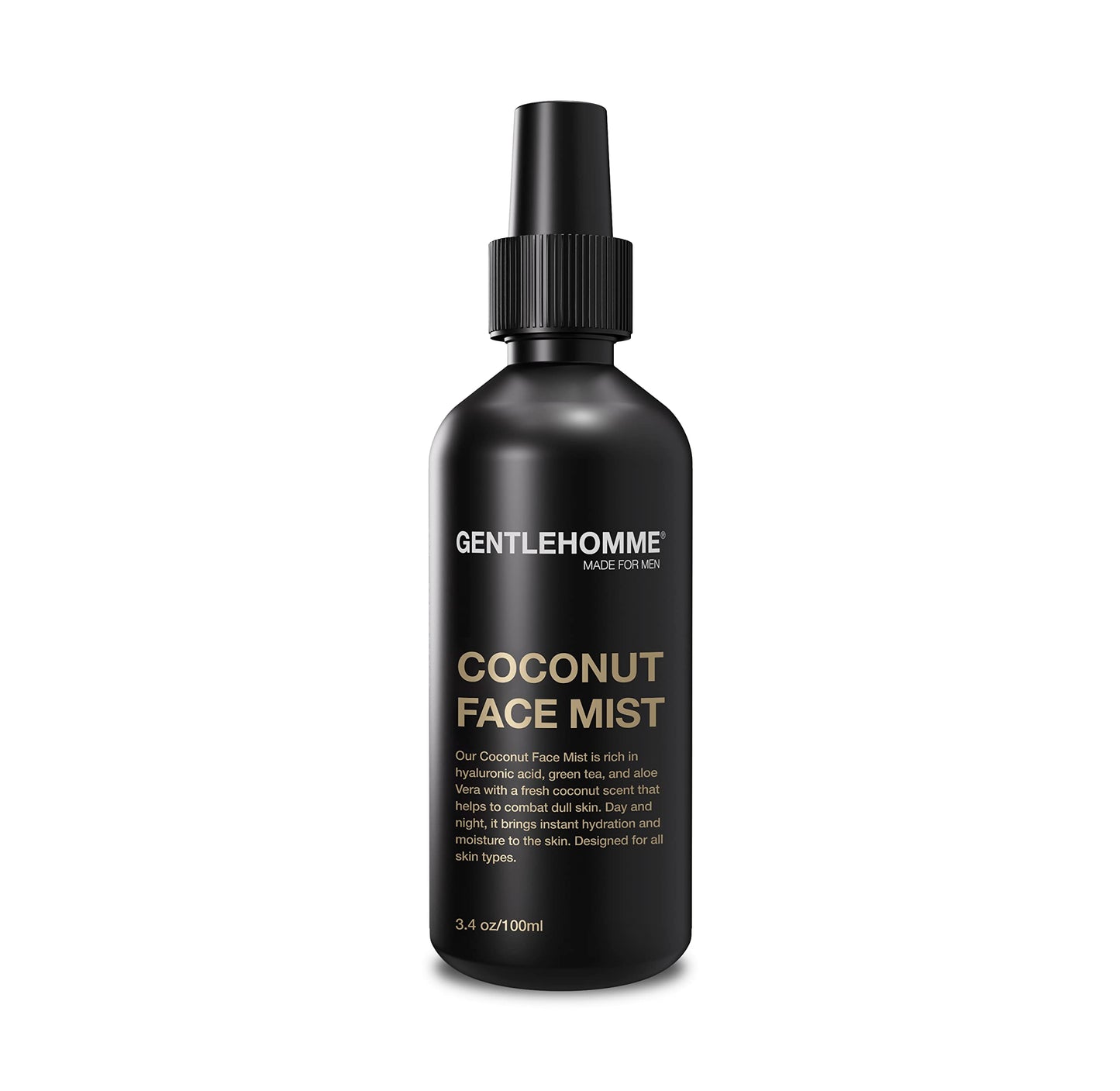 Gentlehomme - Coconut Face Mist - Men’s Facial Spray - with Hyaluronic Acid, Aloe Vera & Green Tea - Refresh, Moisturize & Hydrate - Use Day & Night - Safe for All Skin Types - Vegan - 3.4oz - 1 Pack
