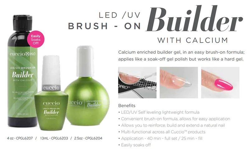 LED-UV Brush-On Builder Gel with Calcium by Cuccio Pro for Women - 2.5 oz Nail Polish (Pack of 1)