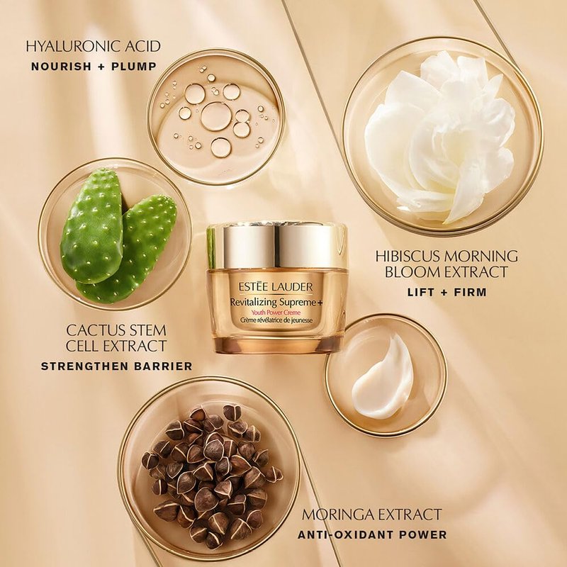Estée Lauder Revitalizing Supreme+ Youth Power Cream Moisturizer with Hyaluronic Acid & Peptides, Anti Aging, Travel Size | Face & Neck Cream, 0.5 Ounce