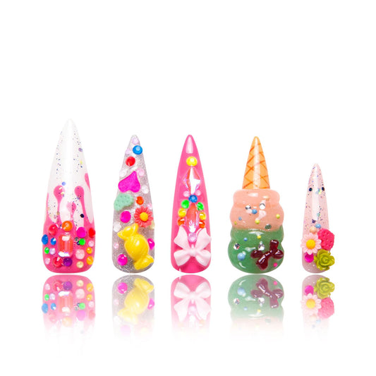LOVFUL Press on Nails Love Day Exclusive | Handmade with Full Covered Crystals | Reusable Full Cover Nails | Stiletto Mid Length 1.7 in | H154-S