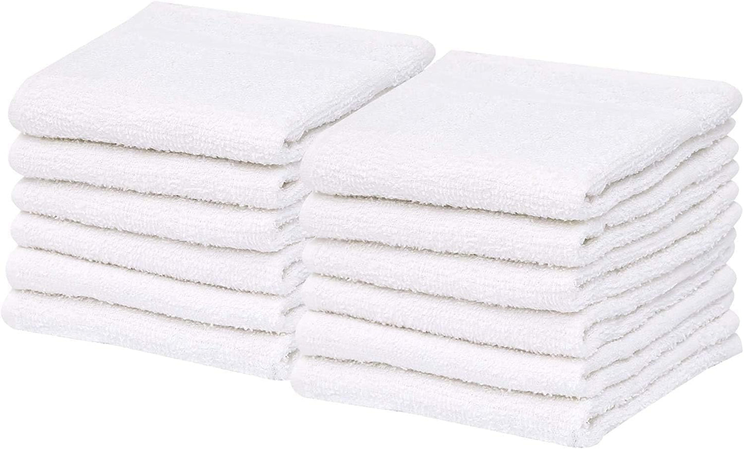 Economy White Washcloths Set - 60 Pack Cotton Blend Cleaning Rags | Quick Drying & Soft Face Cloths (12x12 Inches)