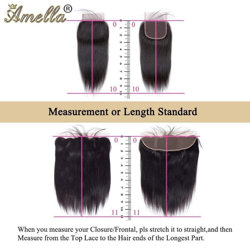 Amella Hair Body Wave Frontal Closure 13x4 Transparent Lace Frontal Closure 150% Density Brazilian Human Hair 13x4 Ear to Ear Full Lace Frontal Closure Pre-Plucked with Natural Black Color(12inch)
