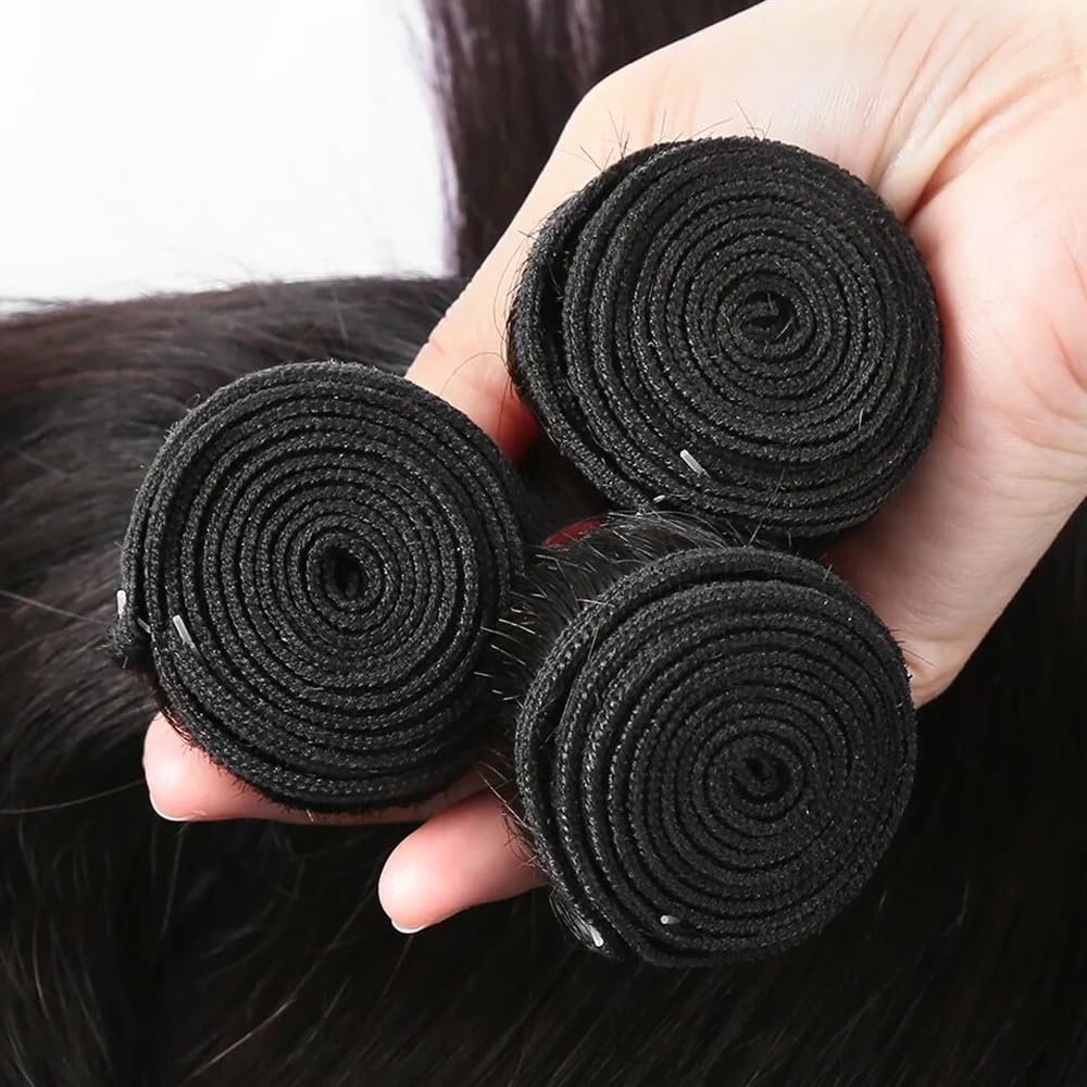 Straight Bundles Human Hair Natural Black Color Human Hair Bundles 12 14 16 Inch Brazilian Virgin Remy Hair Extensions Healthy And Soft 3Pcs/Set For Women Deals