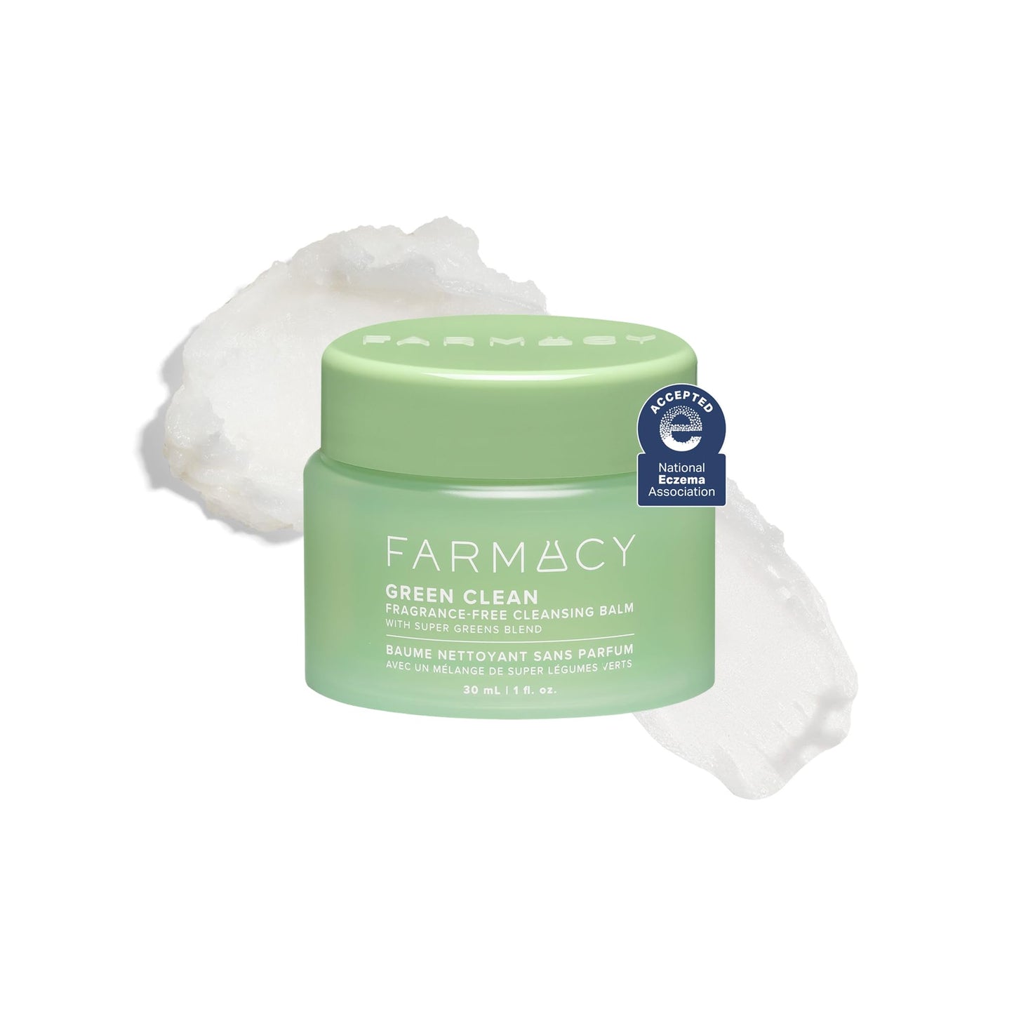 Farmacy Sensitive Skin Makeup Remover Cleansing Balm - Green Clean Waterproof Makeup Remover Balm + Oil Cleanser for Face - Melts Make Up + SPF - Hydrates + Softens Skin - Fragrance-Free (30ml)