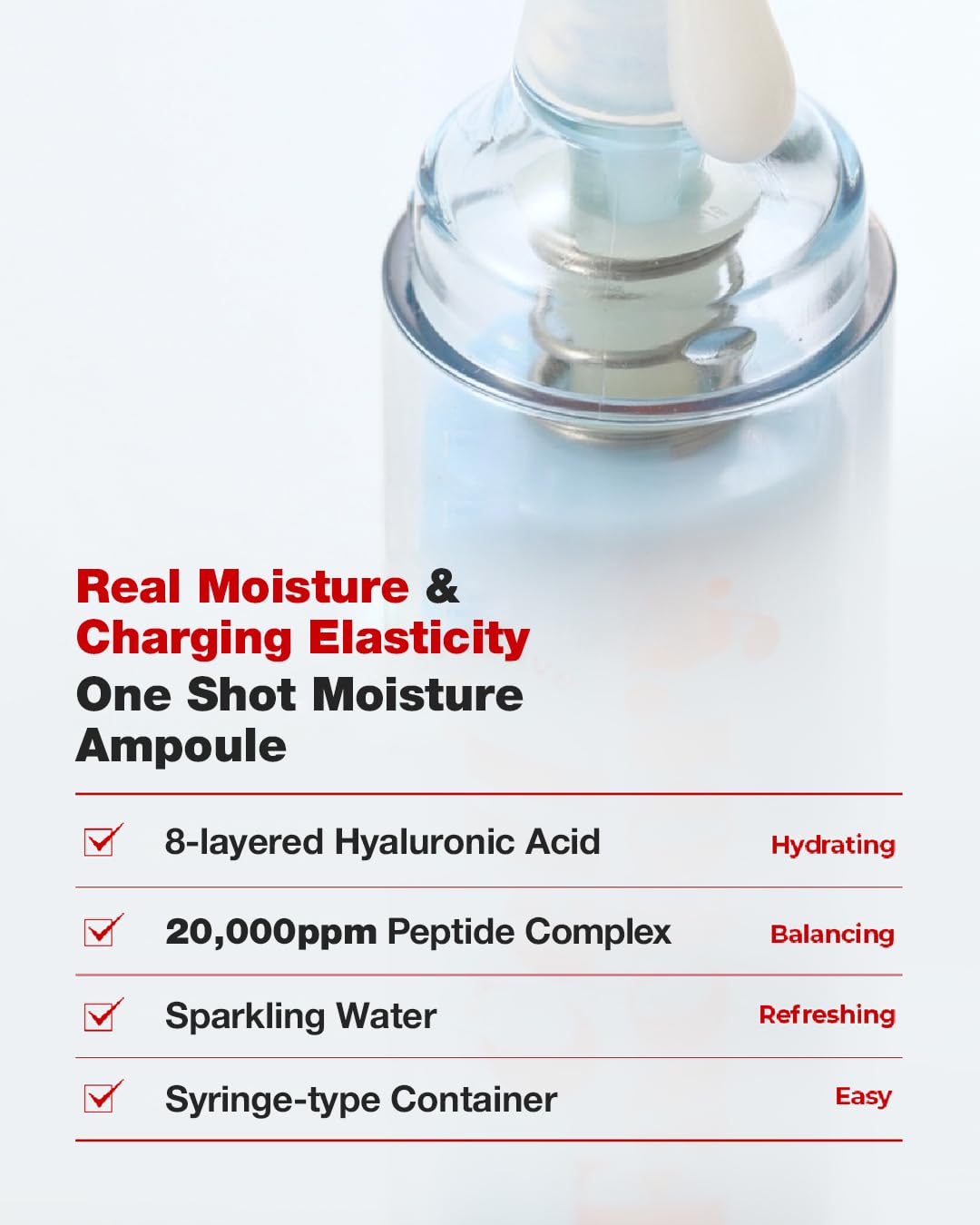 CELL FACTORY Aqua Booster Ampoule - Peptides 30,100ppm, Hydrating & Firming Serum with 8 Types of Hyaluronic Acid & & Squalane - Non-Sticky Refreshing Formula, Intensive Moisturization, 0.68 fl.oz.