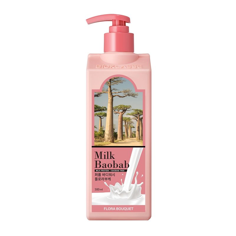 Milk Baobab Hydrating Body Wash for Dehydrated Skin, Long-Lasting Flora Bouquet Fragrance, Korean Body Care, Moisturizing & Nourishing, Paraben-Free, Gentle Cleanser, 16.9 fl oz