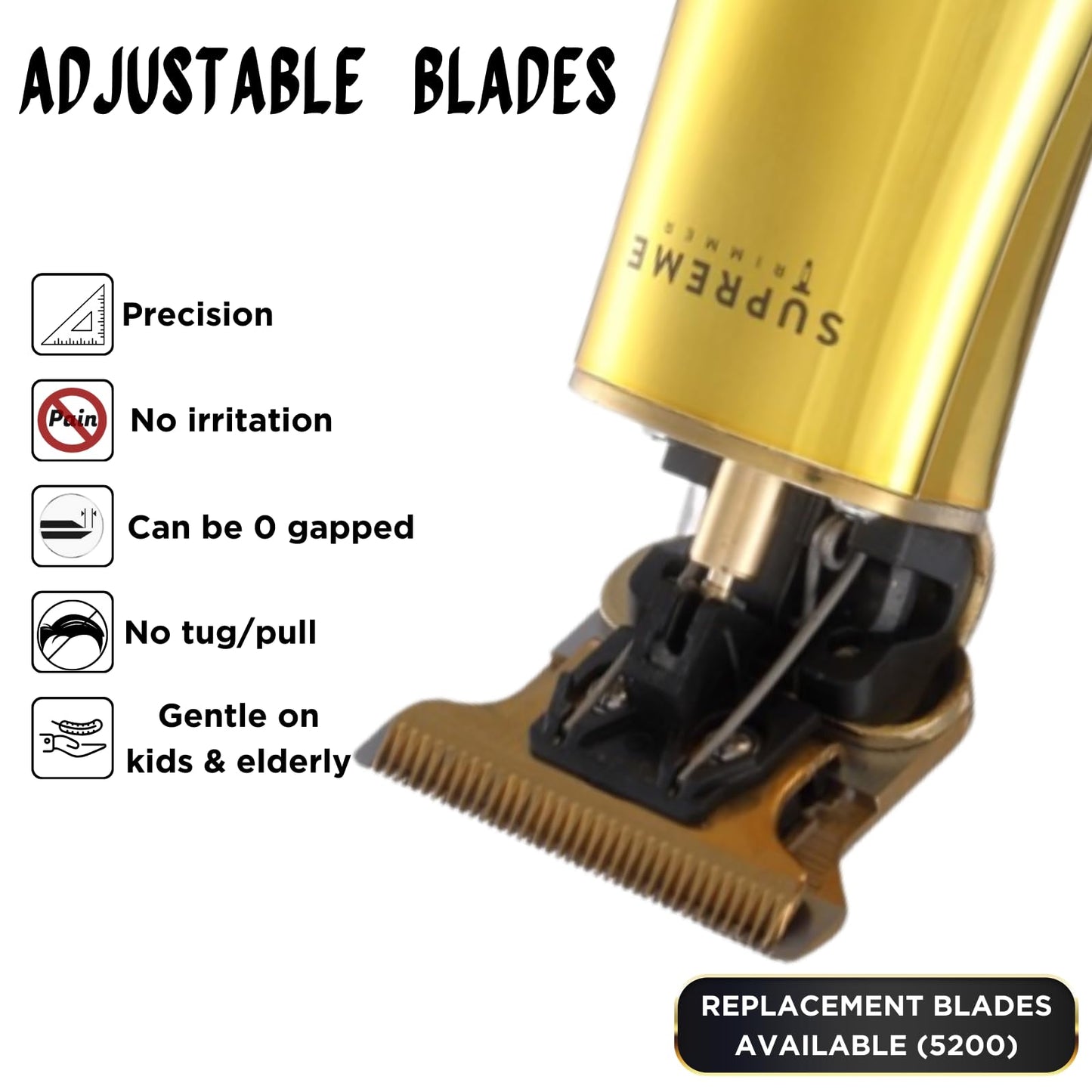 Supreme Trimmer T Shaper Men’s Barber Trimmer | 90 Min Run Time, Low Noise & Vibration | Liner Trimmer for Sensitive Skin, Autistic Kids & Elderly | ST5200