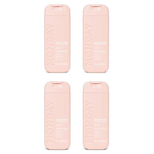 MONDAY Haircare MOISTURE Shampoo + Conditioner with Hyaluronic Acid & Shea Butter for Dry & Dull Hair 90 mL (Dual Set)