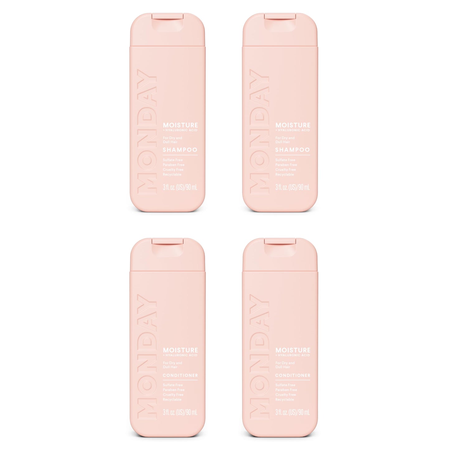 MONDAY Haircare MOISTURE Shampoo + Conditioner with Hyaluronic Acid & Shea Butter for Dry & Dull Hair 90 mL (Dual Set)