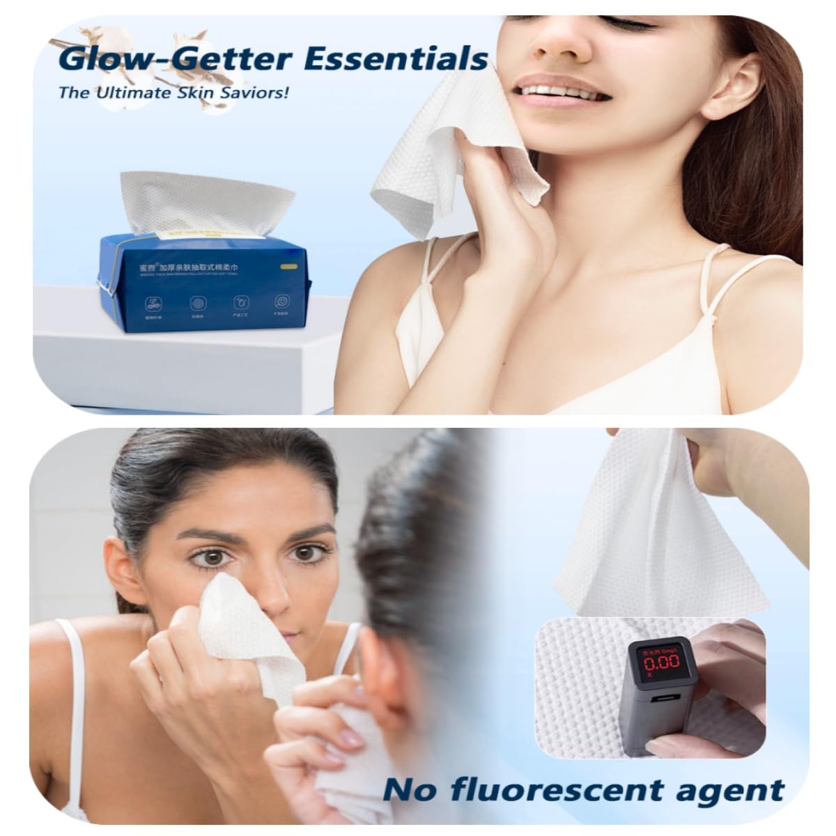 Thick & Soft Disposable Face Towels | 100% Cotton Facial Cloths for Sensitive Skin - 420 Count