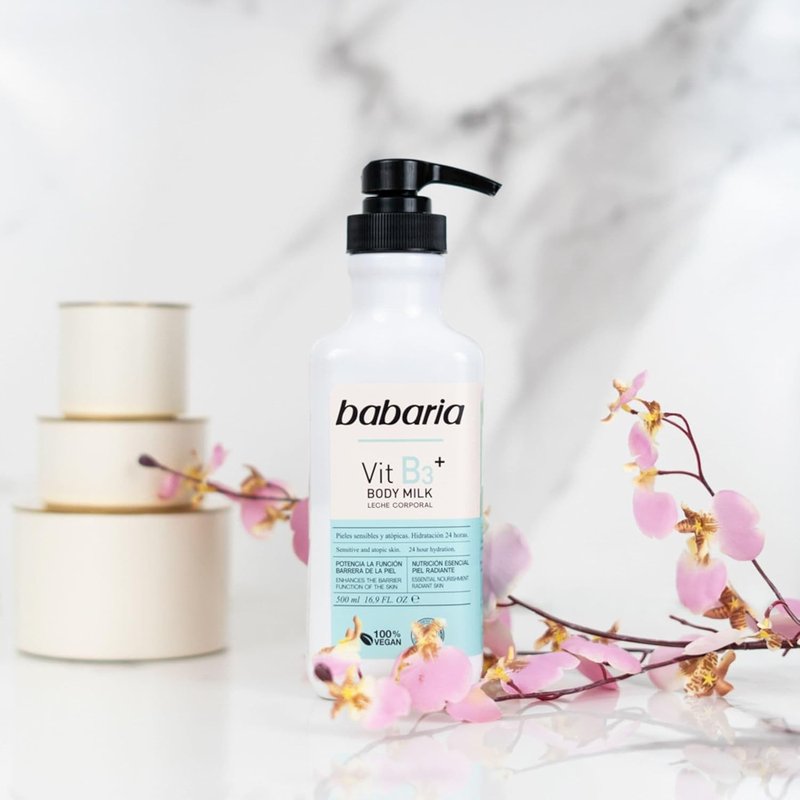 Babaria Vitamin B3 Body Milk - Nourishing Body Lotion for Sensitive Skin | 16.9 oz Moisturizing Cream