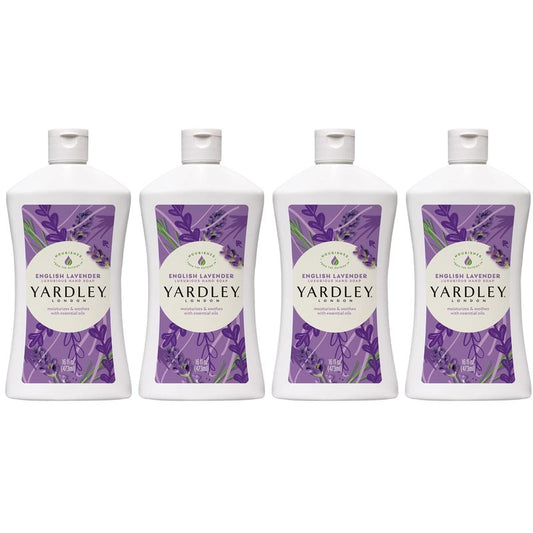 Yardley London English Lavender Liquid Hand Soap Refill 16 oz Bottles, 4 Pack – Moisturizing Hand Wash with Soothing Lavender Scent