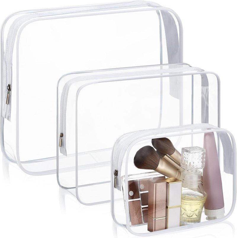 Clear Toiletry Bags - 24 Pcs Large PVC Travel Makeup Organizer | Waterproof Cosmetic Bags in 3 Sizes