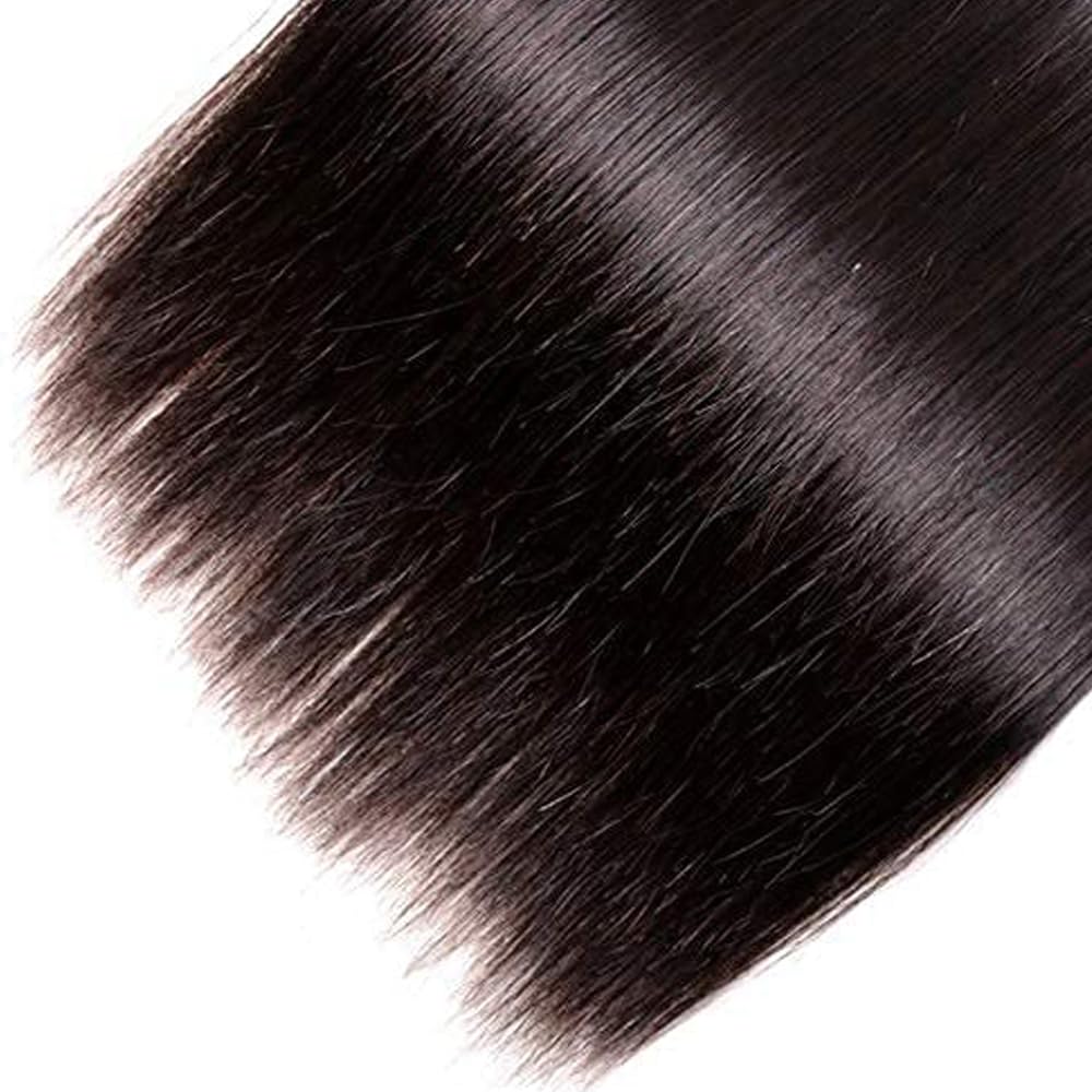 GveoXvo Straight Human Hair Bundles 16 18 20 Inch Straight 3 Bundles Human Hair Brazilian Remy Virgin Hair Extensions Straight Hair Bundle Natural Black 50g Per Bundle