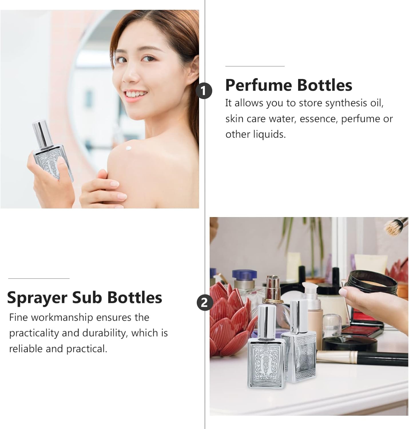4-Pack Small Perfume Spray Bottles - Refillable Glass Atomizer, Leakproof Mini Fragrance Containers for Travel | 3.14 Inch