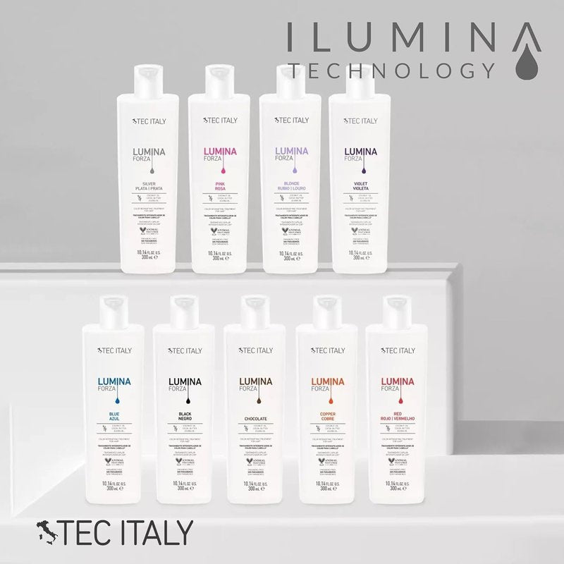 Tec Italy Lumina Forza Chocolate Color Enhancing Treatment for Brown Chocolate Hair Adds Shine Softness Color Depth Hydrating Repair with Botanical Extracts Keratin Amino Acids Leave In Care 300 ml