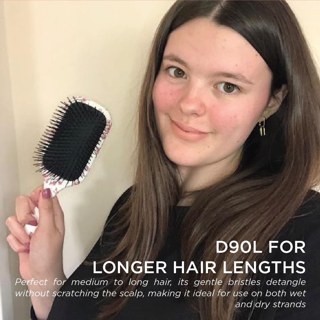 Denman Ultimate Detangling Hair Brush - Wet & Dry Detangler Brush for Long Hair, Wigs & Extensions - Ideal Hair Brushes for Women and Men, D90L Cherry Blossom