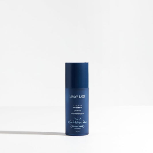 Mimosa Lane 8-in-1 Age Defying Serum Hydrating Gradual Self-Tanning for Face, with Anti-Aging Hyaluronic Acid and Vitamin B, C, E, Sunless Tanner, Fragrance-Free, Vegan,1 oz (Light)