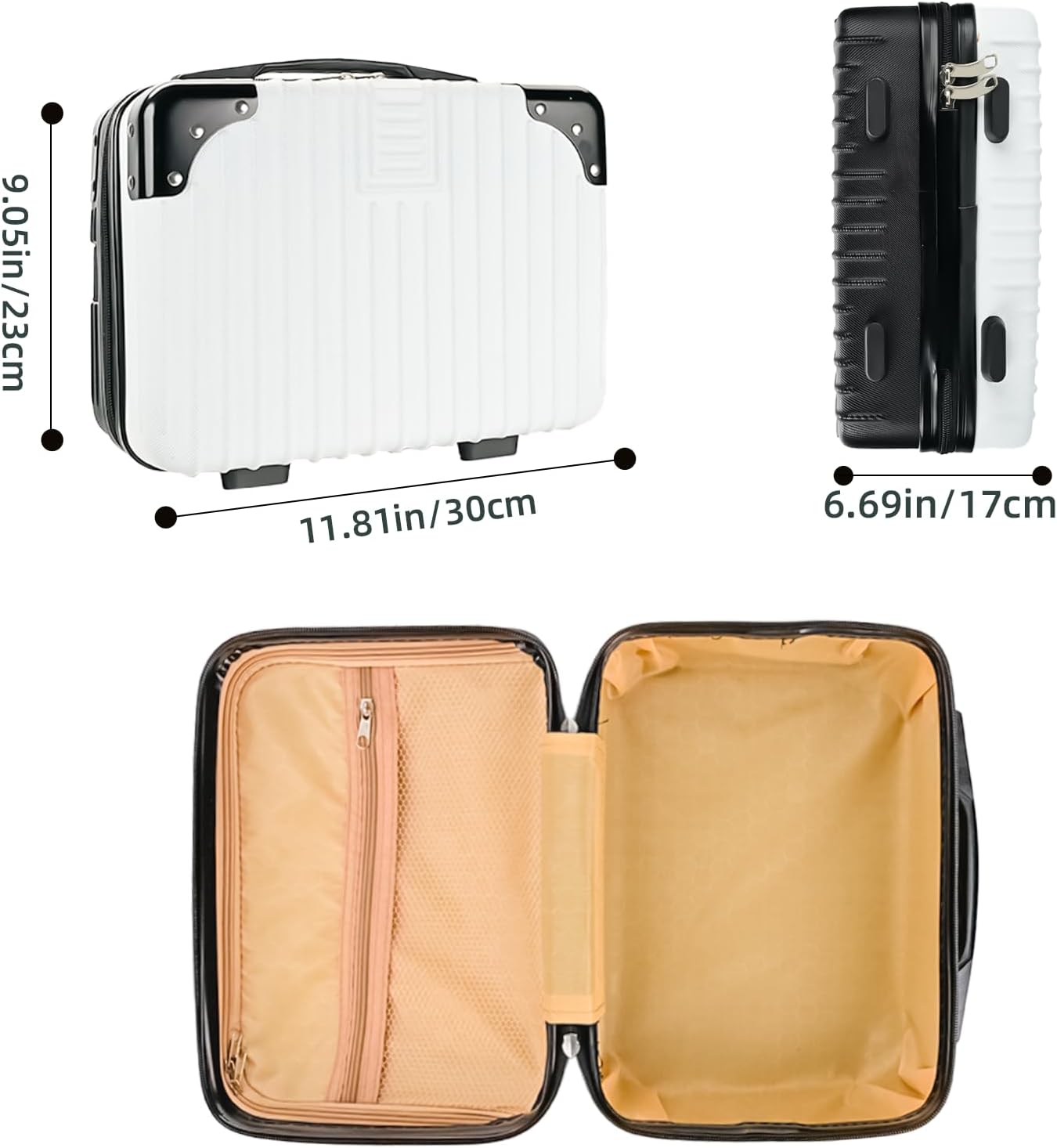 Cosmetic Organizer - 14-Inch Hard Shell Travel Makeup Case | Portable Suitcase for Women