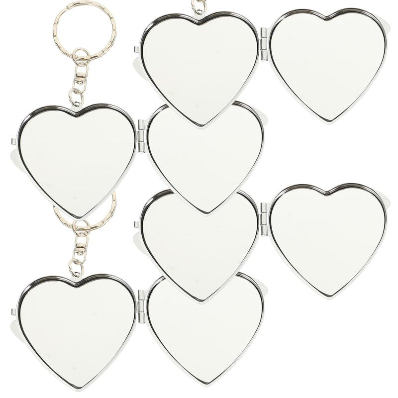 Balacoo 20 Pcs Sublimation Blank Pocket Makeup Mirrors: Folding Heart Shaped Mirror Keychain - Double Sided for Travel, Handbag, Purse - 1.77 × 1.38 Inch