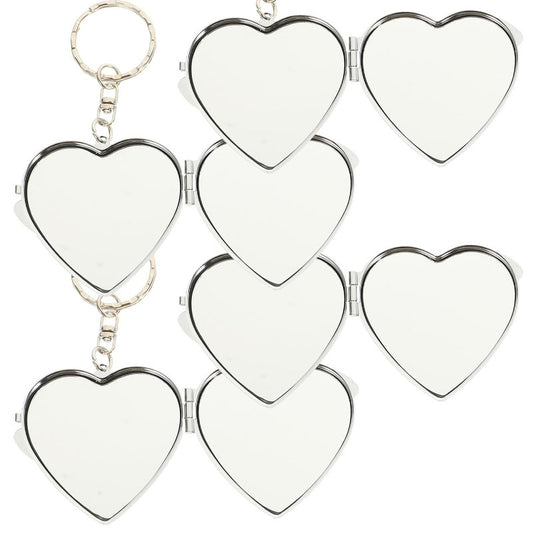 Balacoo 20 Pcs Sublimation Blank Pocket Makeup Mirrors: Folding Heart Shaped Mirror Keychain - Double Sided for Travel, Handbag, Purse - 1.77 × 1.38 Inch