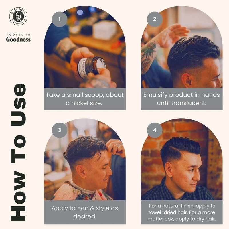 Shear Revival Gray Ghost Cream Pomade for Men & Women - Vegan, Strong Hold, Natural to Matte Finish Hair Styling Cream, For All Hair Types, 100% All Natural Ingredients, Citrus & Cypress Scent, 3.4oz