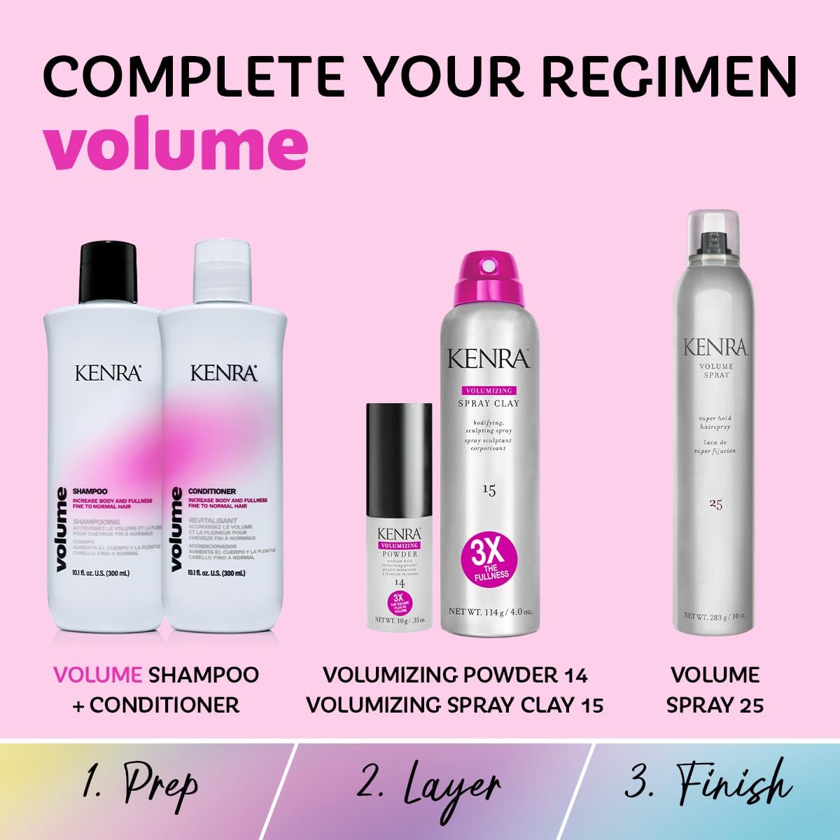 Kenra Professional Volume Shampoo & Conditioner Set | Creates Body, Bounce & Fullness | Increases Volume up to 45% | Adds Shine | Color Safe | Fine To Normal Hair | 10.1 fl. oz.