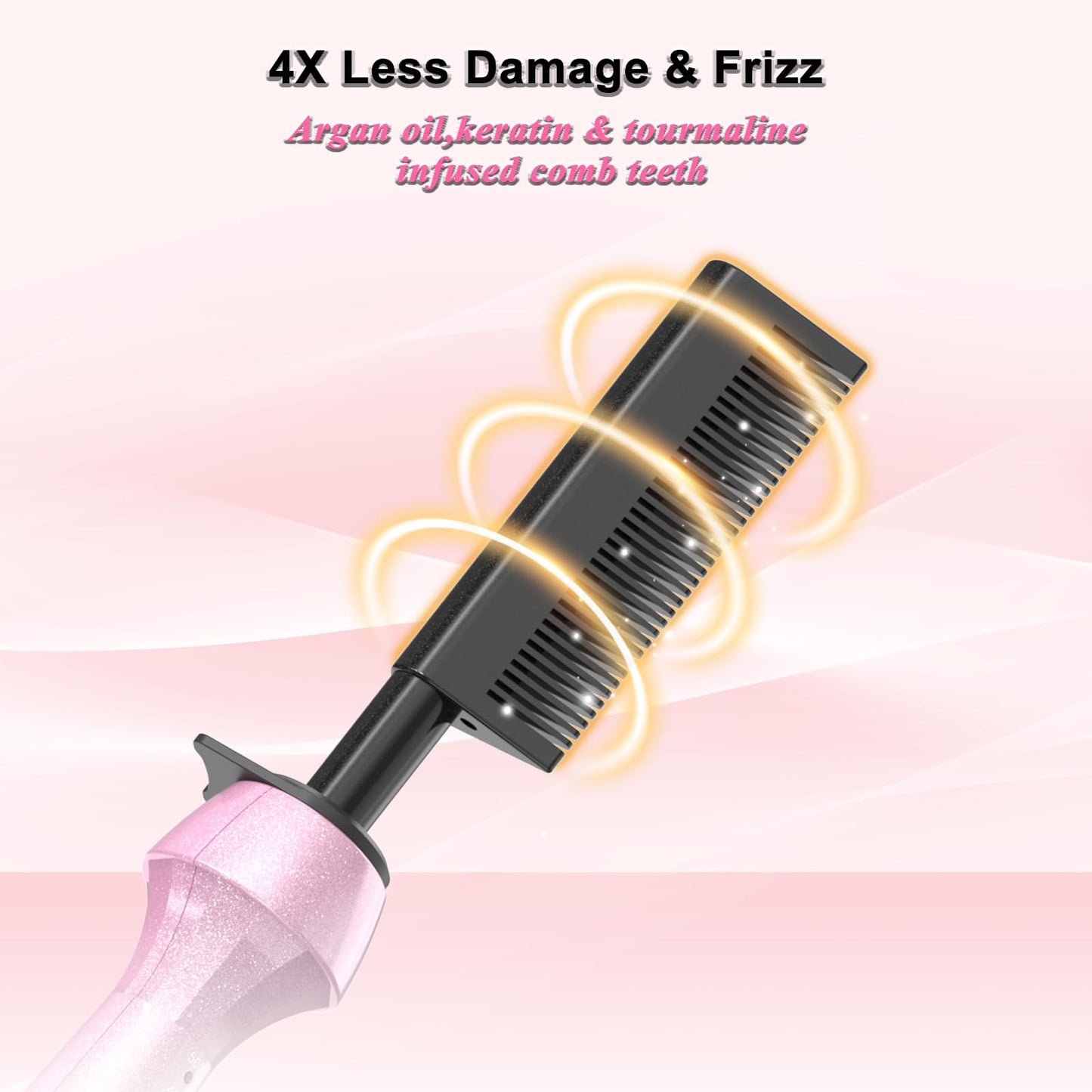 Dan 500℉ hot Comb,Hot Comb for Black Hair, Electric HotComb,hot Comb Straightener for Wigs,Dual Voltage Pressing Comb, Temperatures Adjustable,60 Min Auto Shut Off, (Pink)