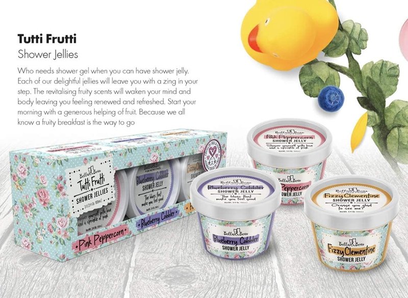 Bella & Bear Tutti Frutti Shower Jellies – Fun Bath Gift Set for Tween Girls & Teens, Cute Jelly Soap, 3 x 3oz