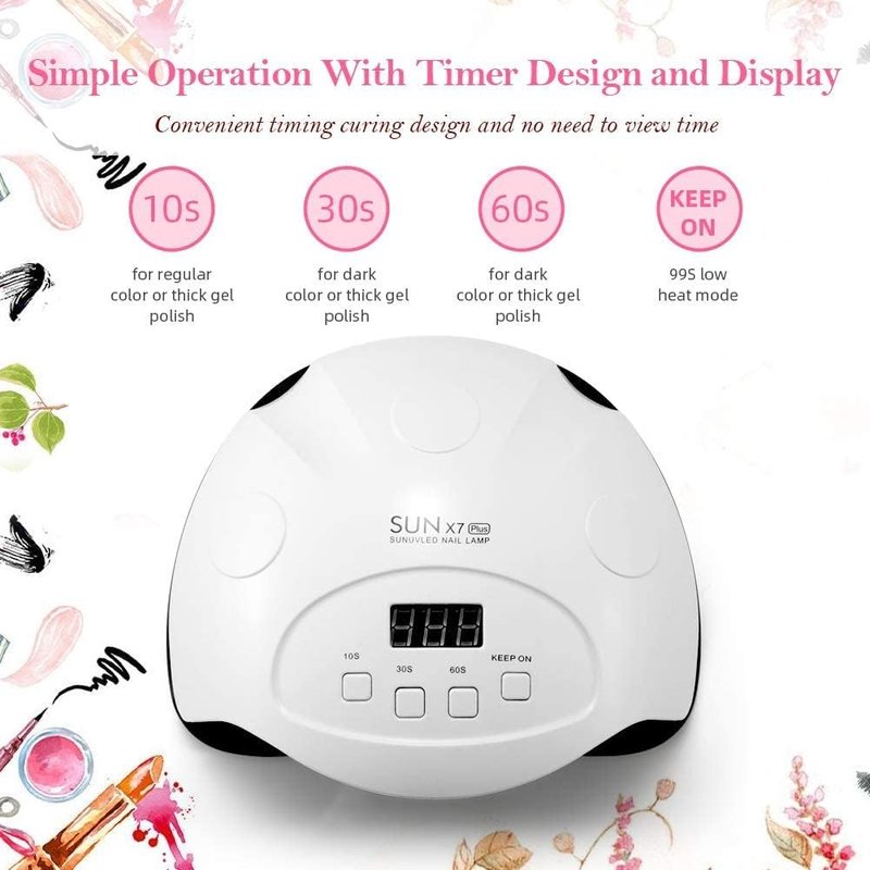 UV LED Gel Nail Lamp, 90W Nail Dryer LED Nail Light for Gel Polish-4 Timers Professional Upgraded Curing Lamp Nail Art Accessories, Dual Curing Gel Toe Nails,White