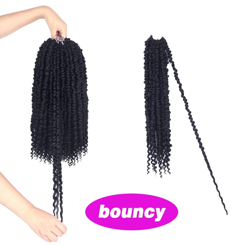 Passion Twist Crochet Hair - Pre-Twisted 16 Inch Braids | Soft Bohemian Style, 8 Packs, Color 1B