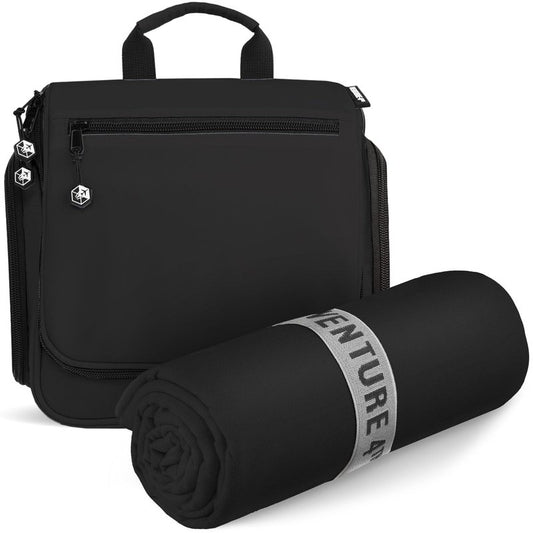 VENTURE 4TH Travel Toiletry Bag & Quick Dry Towel Set - Ideal Travel Bundle for Camping, Hiking, Backpacking and Business Trips - Size M Travel Towel