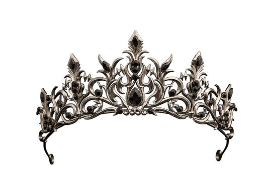 Black Gothic Crystal Crown for Women, Pure Dark Baroque Tiara, Minimalist Rhinestone Headpiece for Adult Cosplay, Prom Styling, Fantasy Events & Dramatic Photoshoots