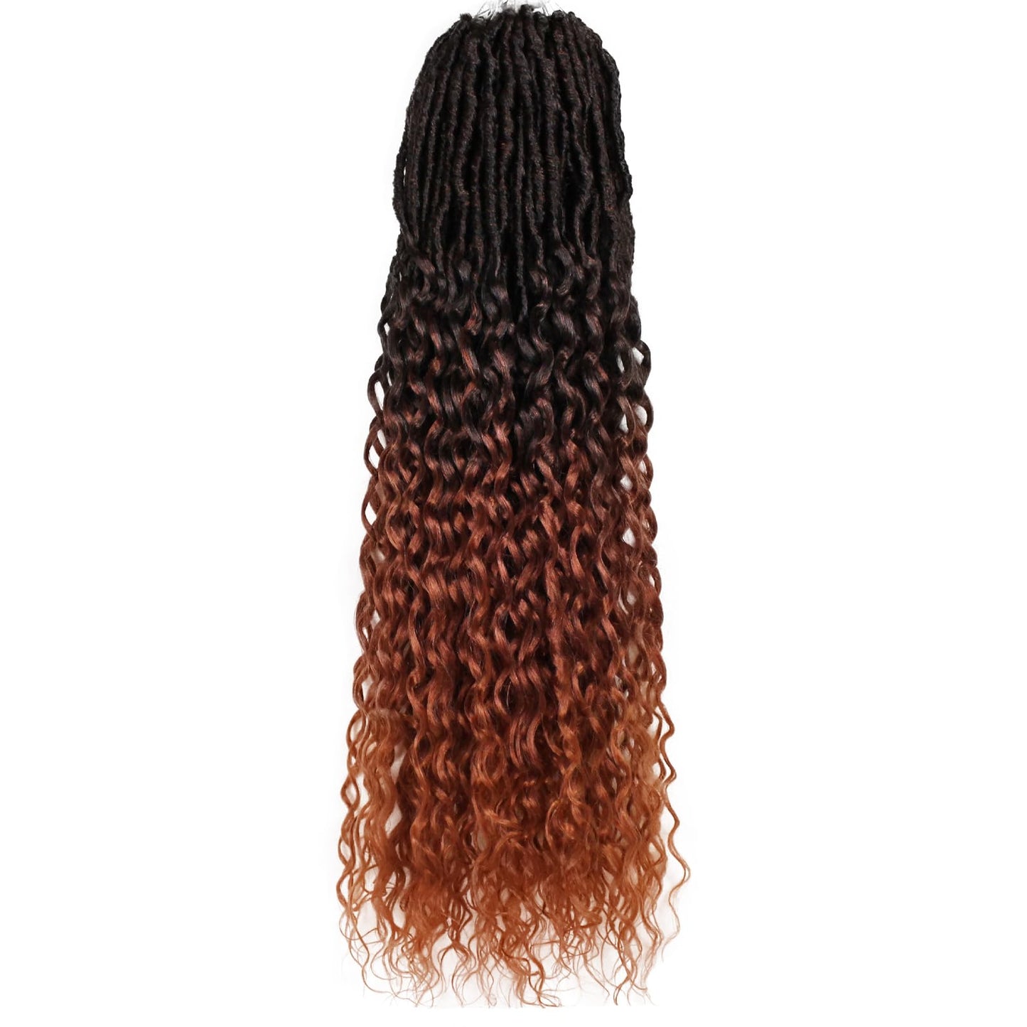 Deep Faux Locs Crochet Hair 30 Inch 8 Packs Goddess Locs Crochet Hair T350 Soft Loc Faux Loc Crochet Braids with Curly Ends Prelooped Deep Wave Croceht Braids for Black Women(Black mixed Ginger)