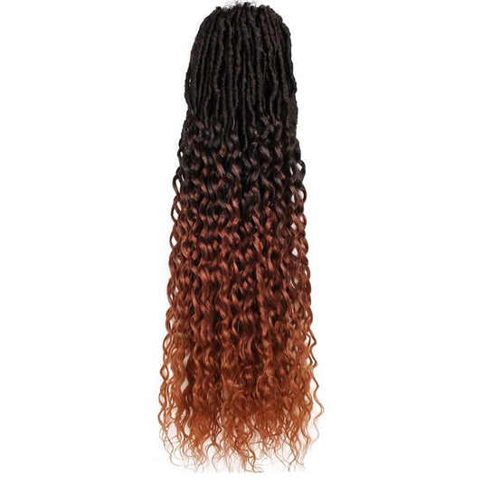 Deep Faux Locs Crochet Hair 30 Inch 8 Packs Goddess Locs Crochet Hair T350 Soft Loc Faux Loc Crochet Braids with Curly Ends Prelooped Deep Wave Croceht Braids for Black Women(Black mixed Ginger)
