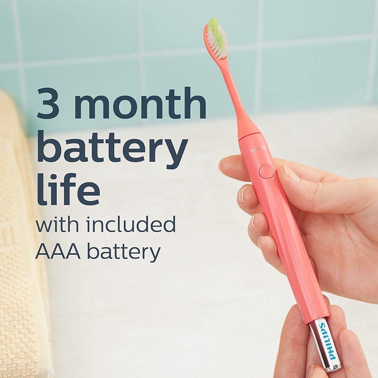 Philips Sonicare One Toothbrush, Electric Battery Powered with Sleek Travel Case and Heads, Miami Coral