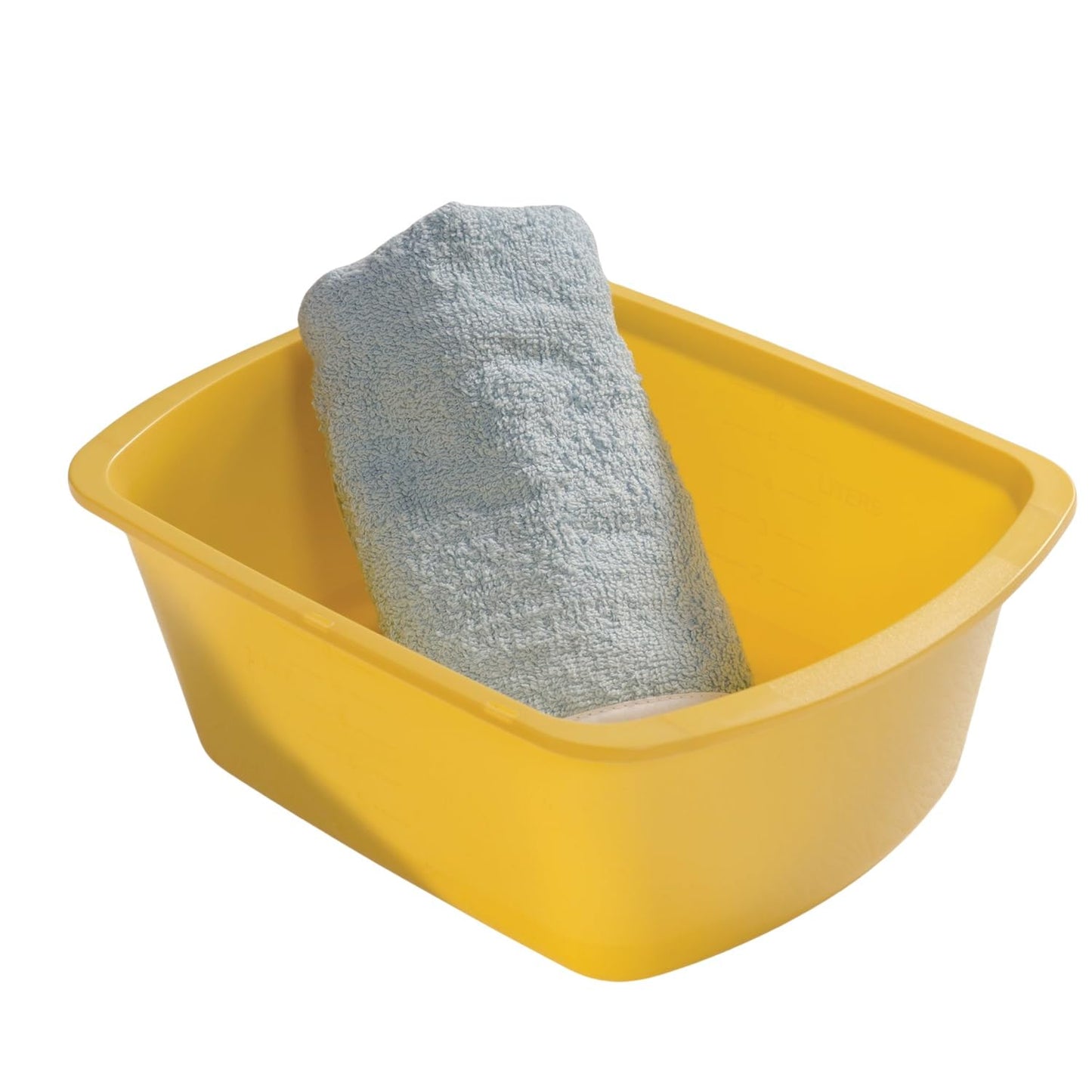 Portable Rectangular Plastic Wash Basin, 6 Quarts with Graduations, Gold (6 Pack)